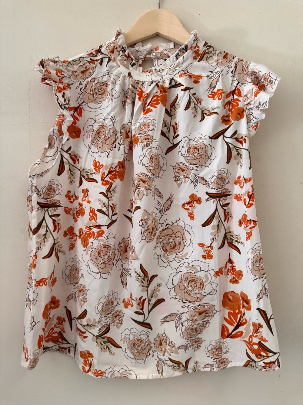SHEIN White Camisole with Orange & Brown Floral Print